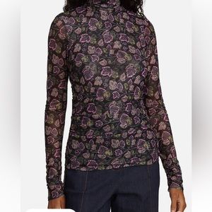 CINQ A SEPT  
Shirred Ivy Turtleneck Top In Black Multi